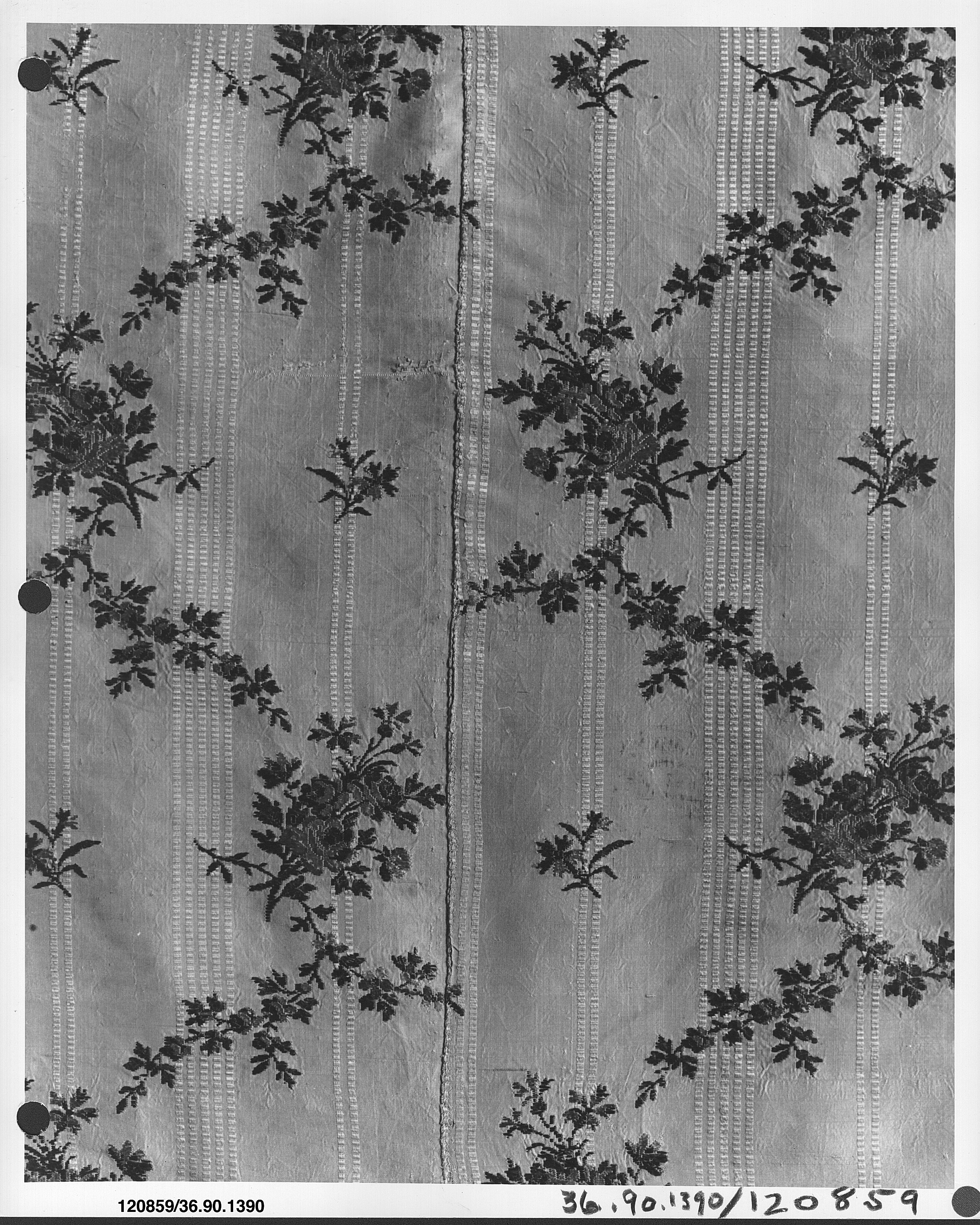 Vintage Floral Striped Textile Sample