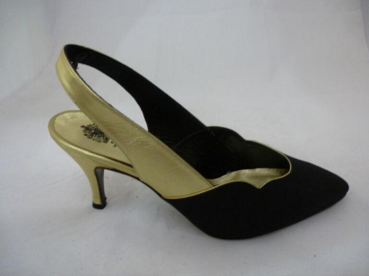 Black and Gold Slingback High Heel