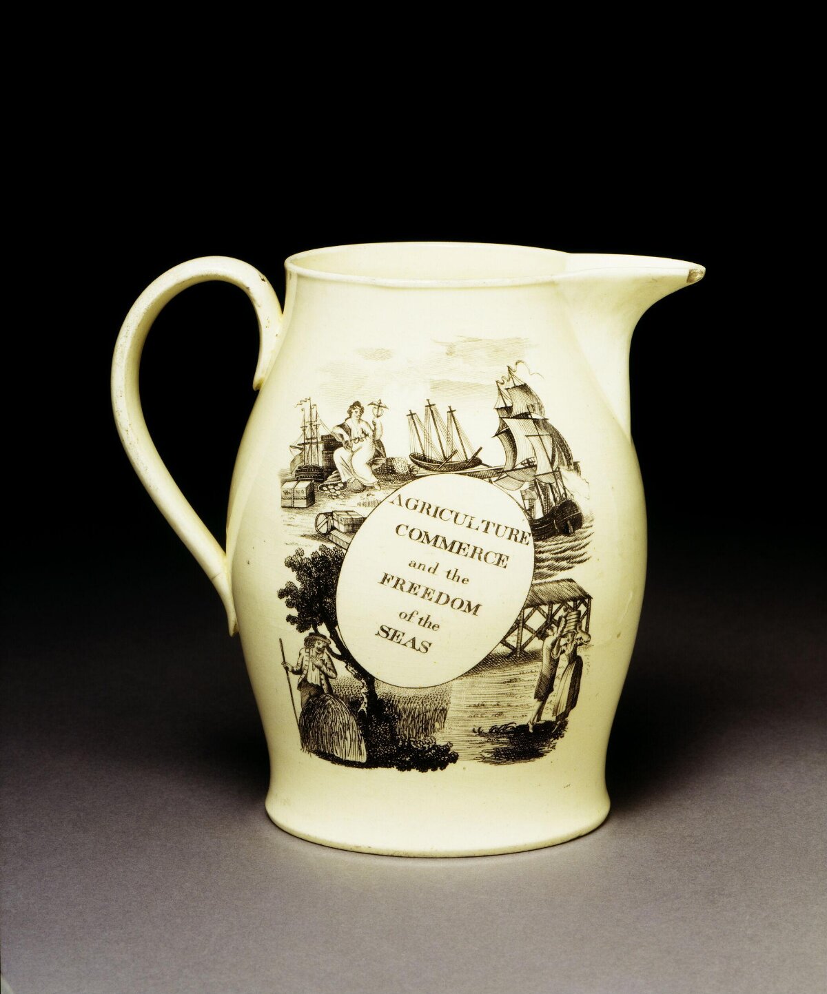 Cream Pitcher With Historical Print Design