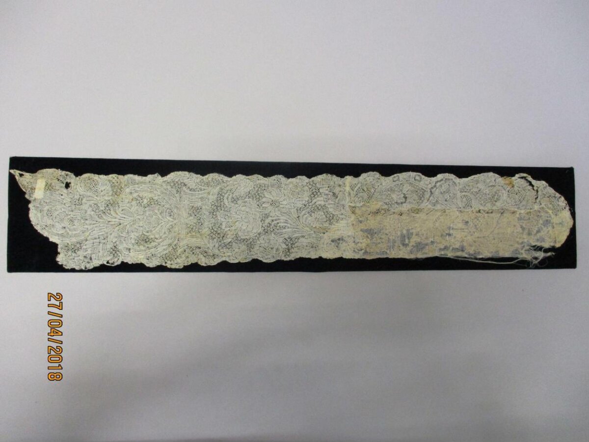 Antique Lace Strip on Black Background