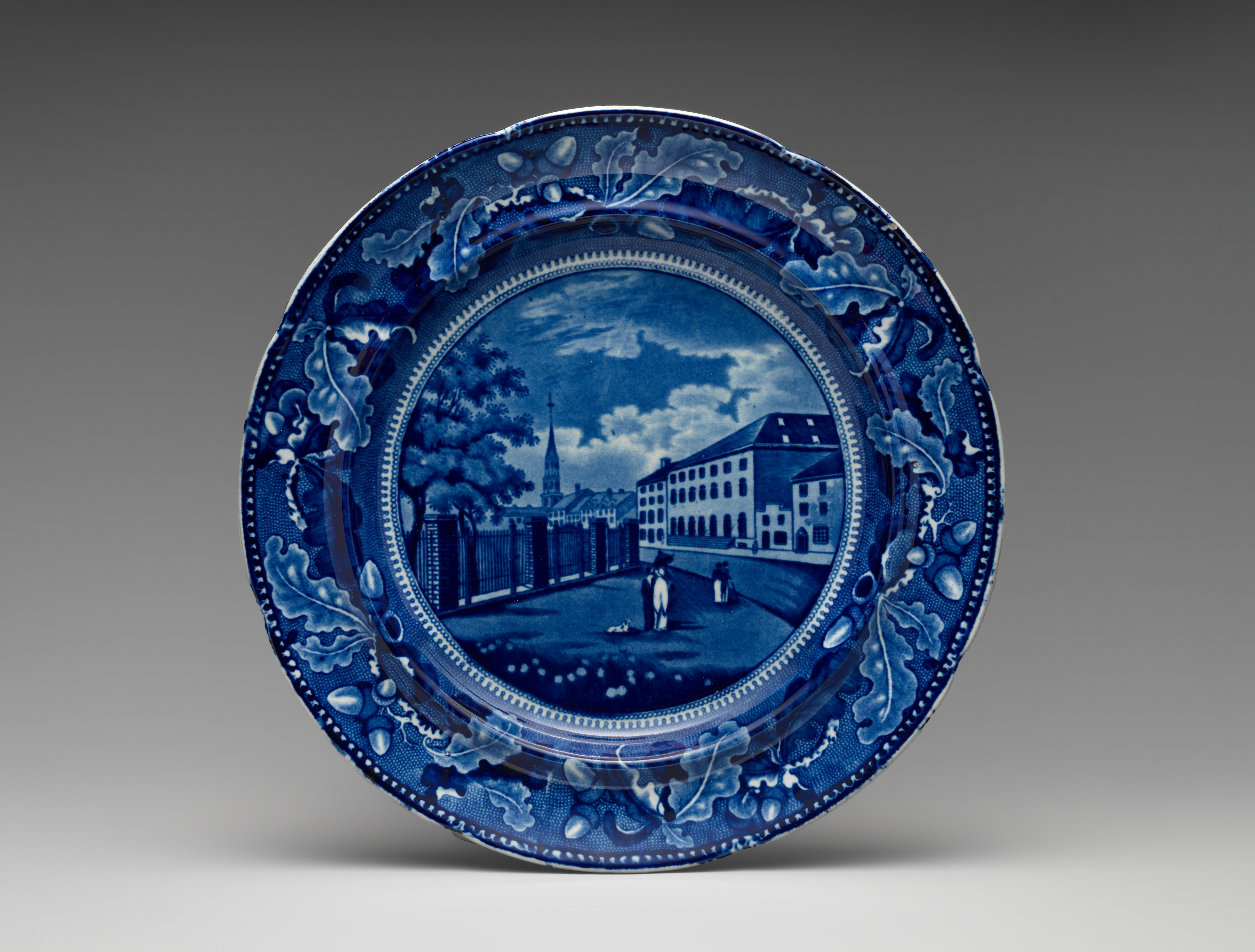 Blue and White Historical Scene Plate