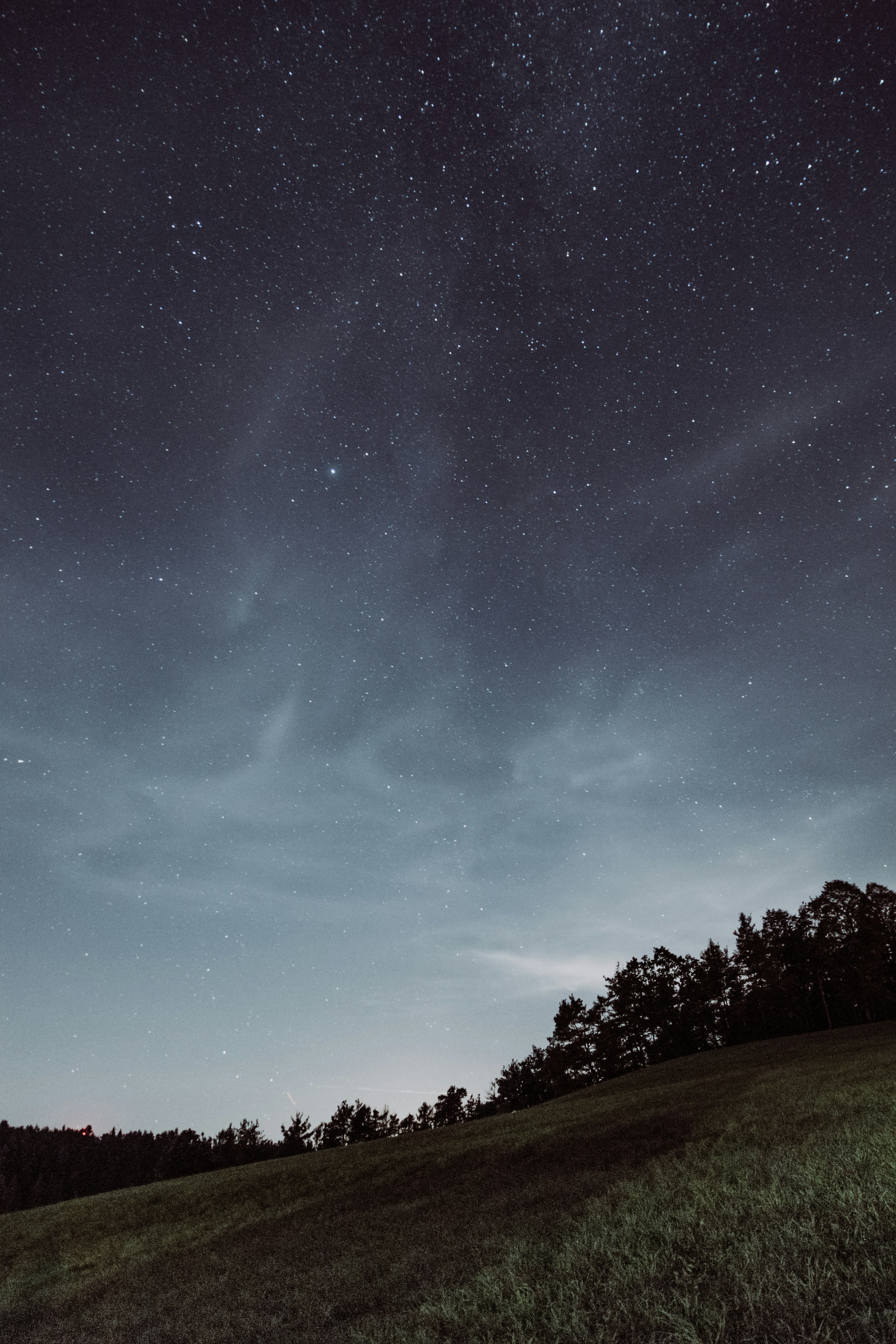 Starry Night Over Grassy Hill