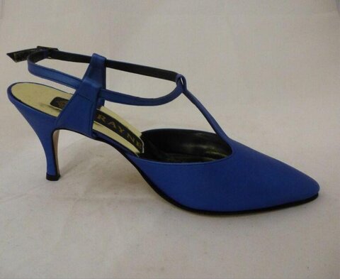 Blue Pointed T-Strap High Heel Shoe
