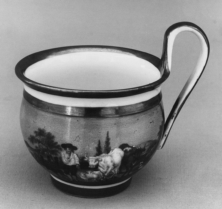Pastoral Scene Painted Porcelain Cup
