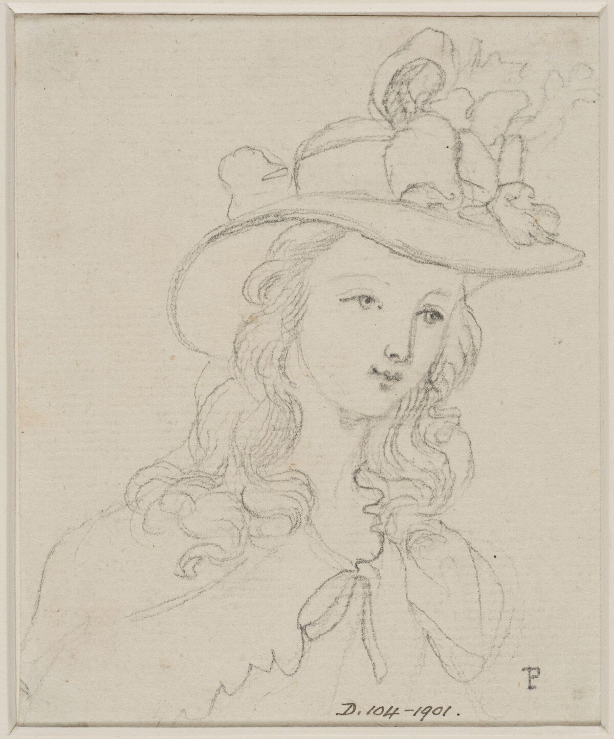 Pencil Sketch of Young Woman Wearing Hat
