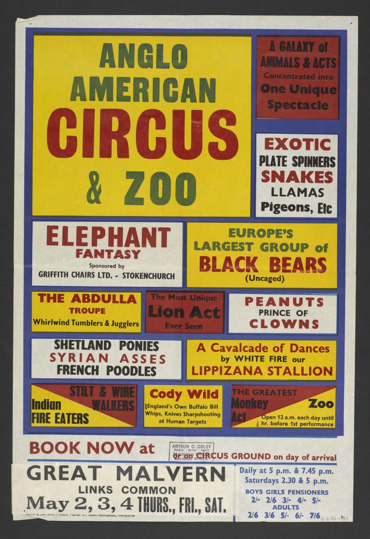 Vintage Anglo American Circus & Zoo Poster
