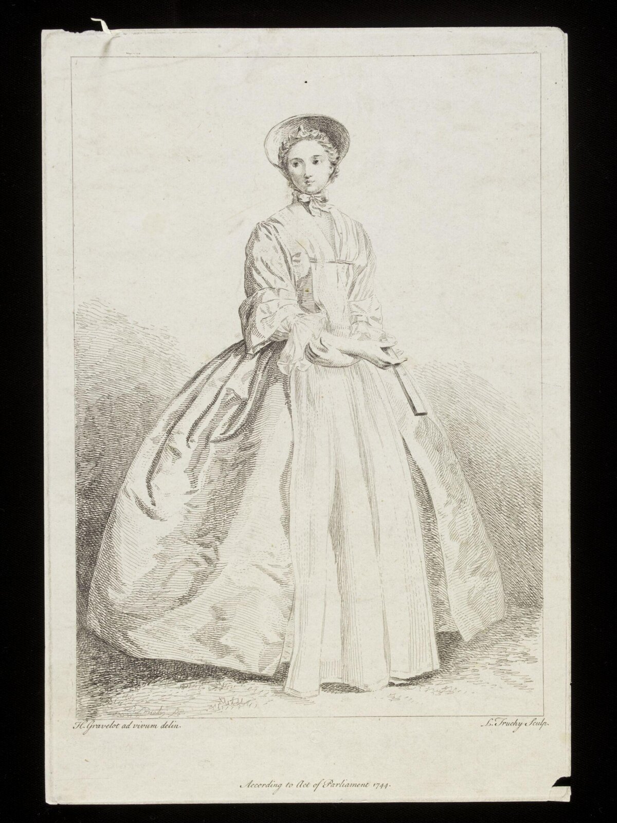 1744 Engraving of a Standing Woman