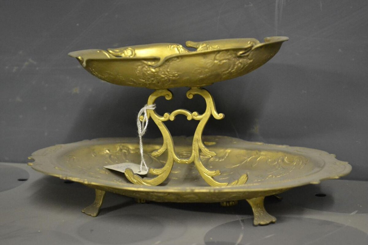 Vintage Two-Tier Brass Serving Tray