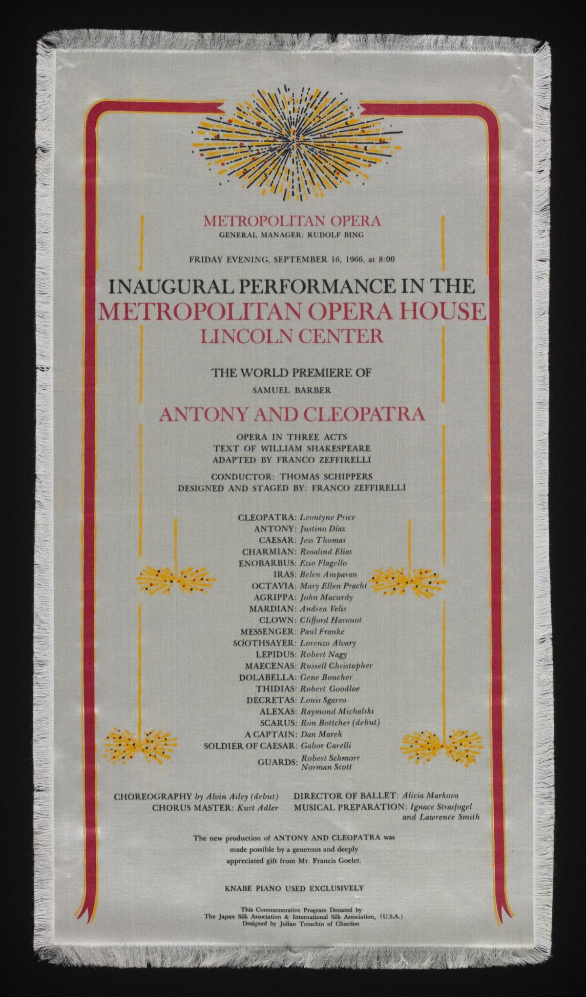 1966 Met Opera Inaugural Performance Program