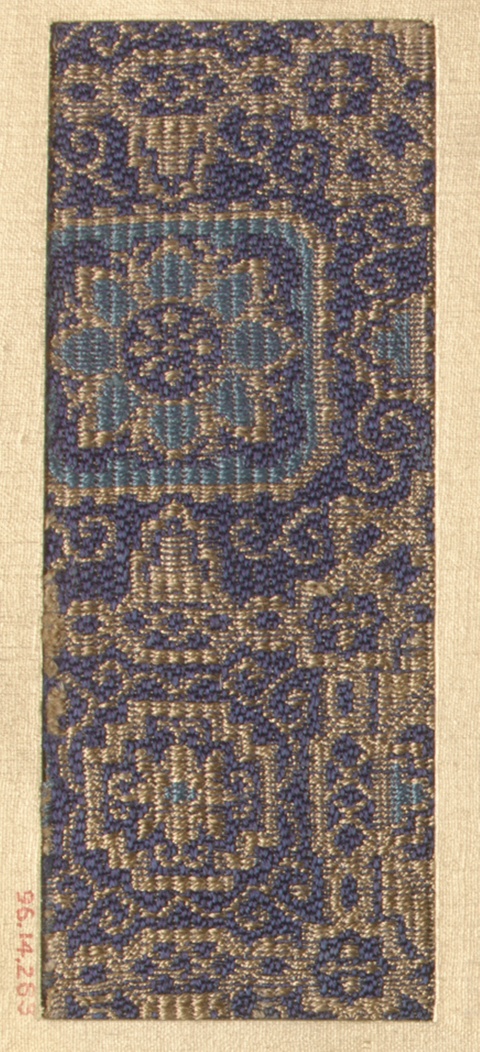 Blue and Gold Woven Textile Sample