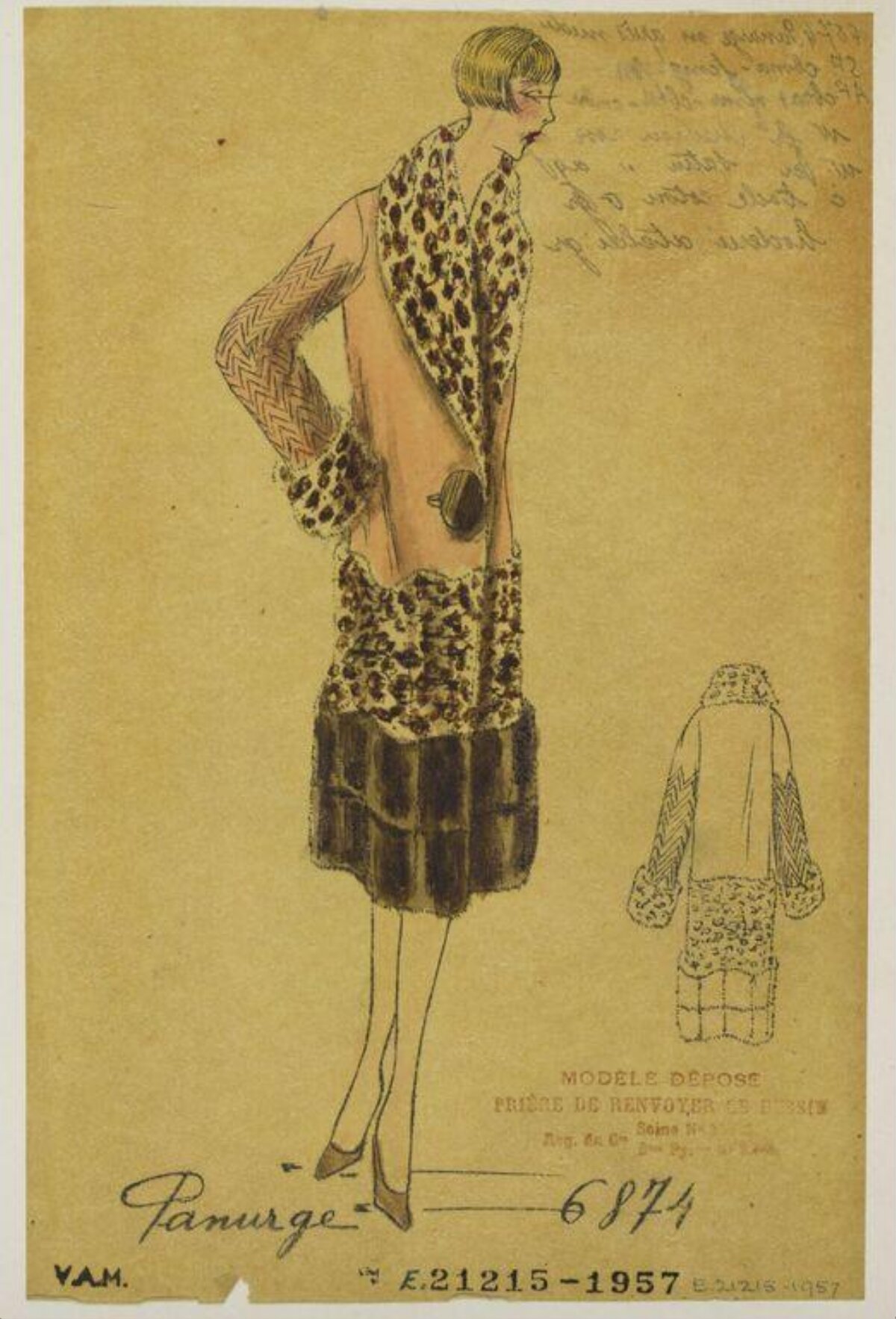Vintage Flapper Coat Fashion Sketch