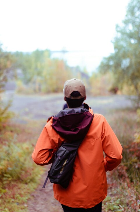 Hiker Walking Forest Trail