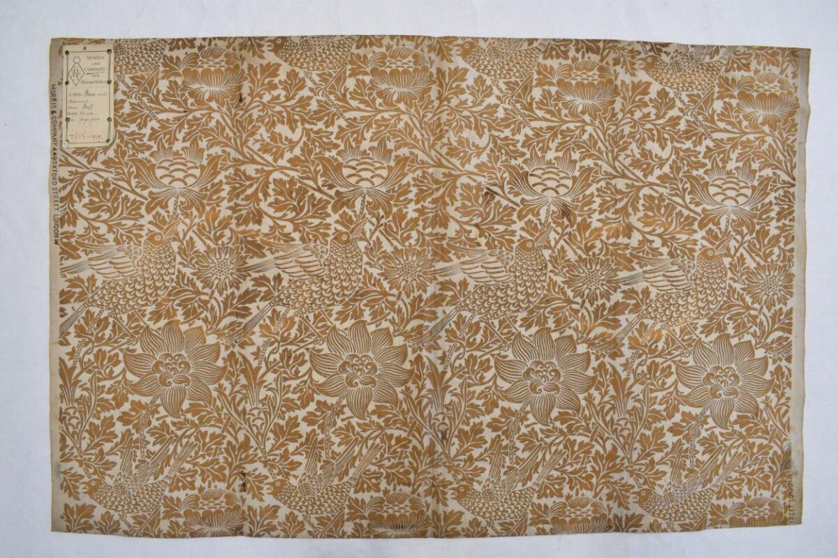 Vintage Bird Floral Pattern Textile Sample
