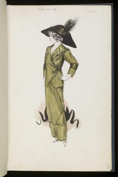 Early 20th Century Women's Fashion Sketch