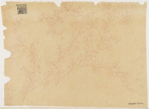 Red Ink Floral Line Sketch