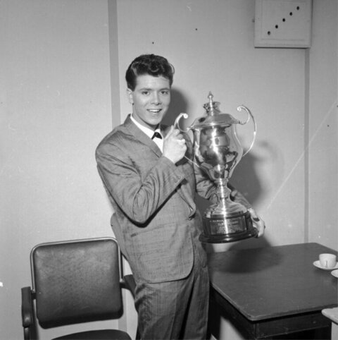 Cliff Richard with Winning Trophy