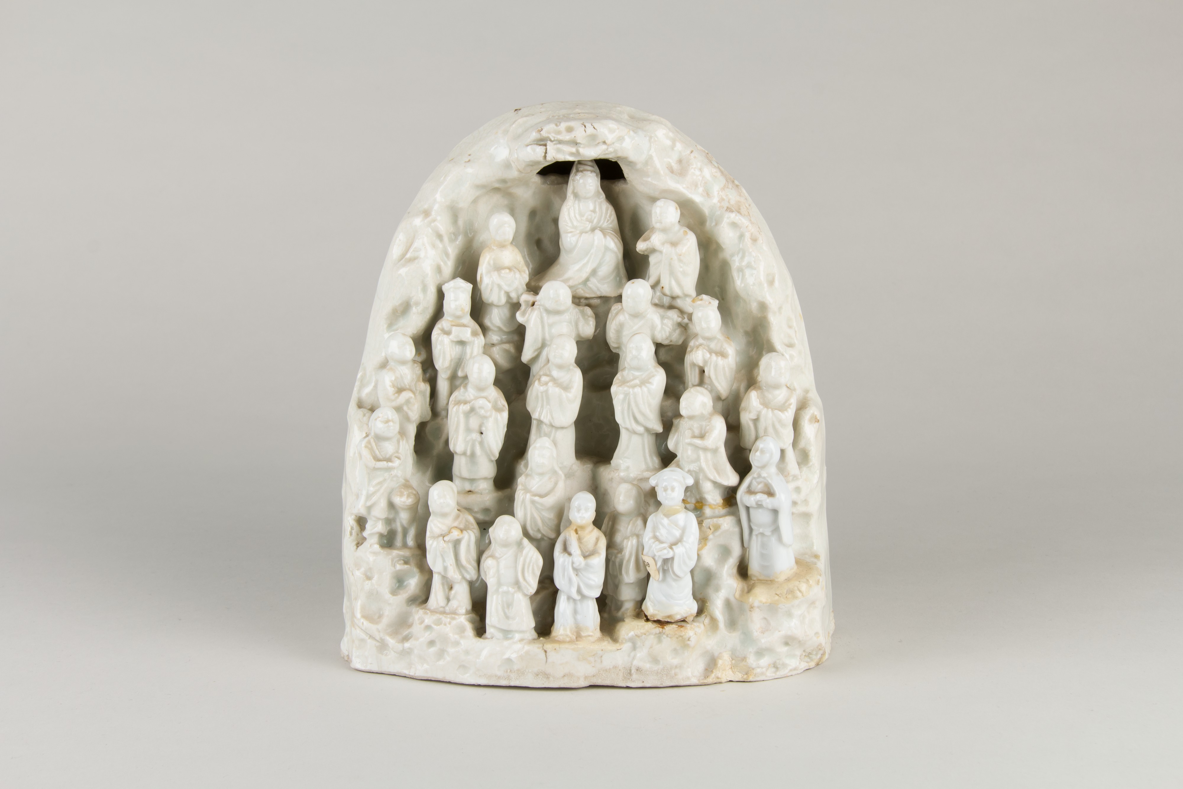 White Porcelain Buddhist Group Sculpture