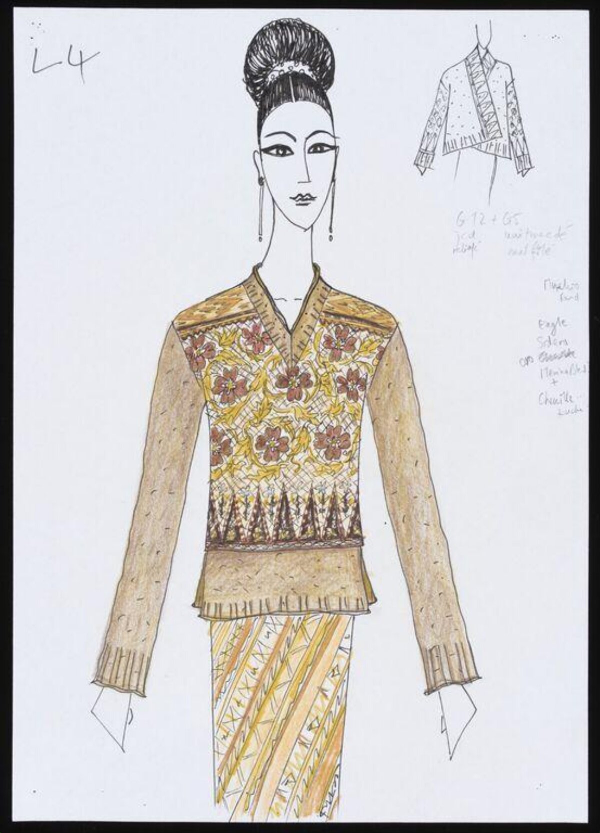 Hand-drawn Kebaya Fashion Design Sketch
