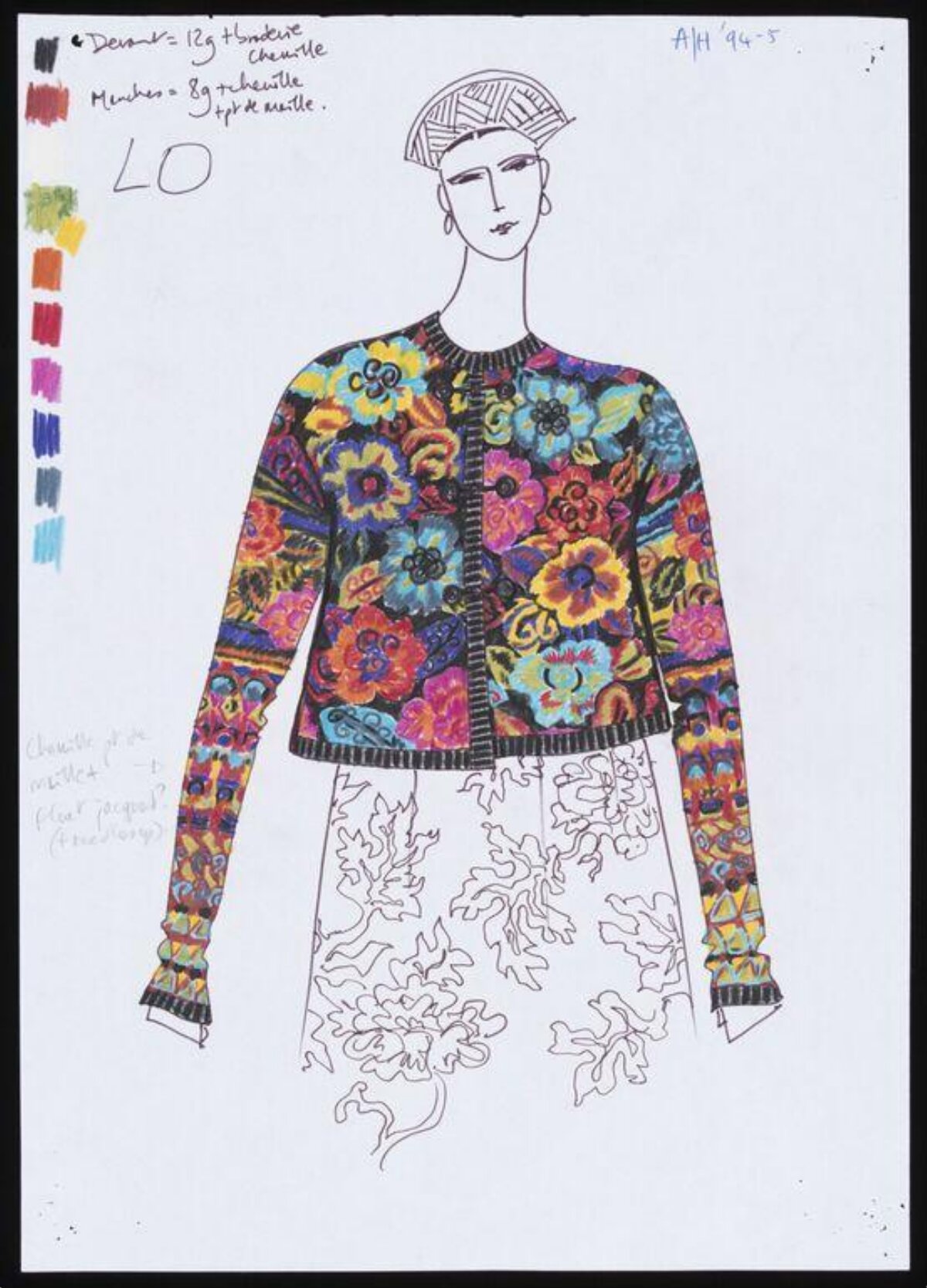 Hand-drawn Floral Jacket Fashion Sketch