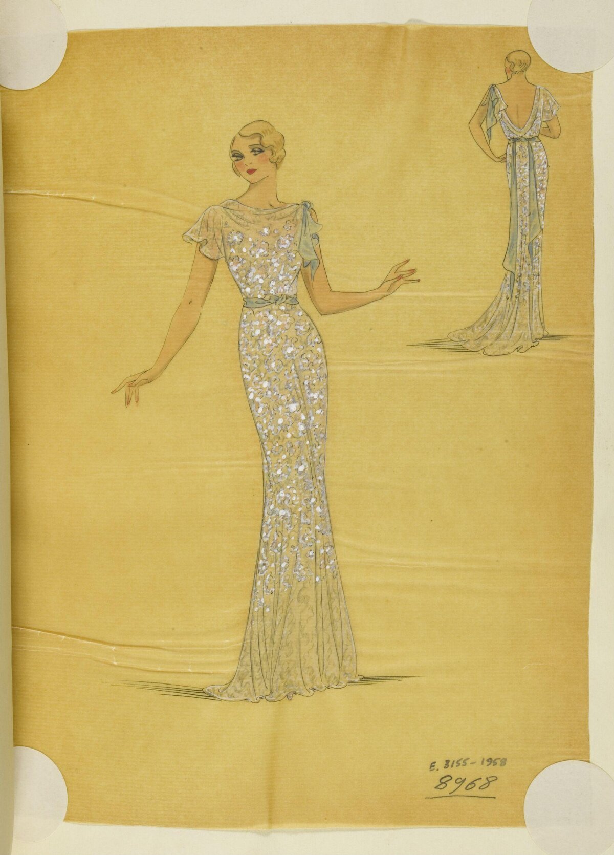 Vintage Evening Gown Fashion Sketch