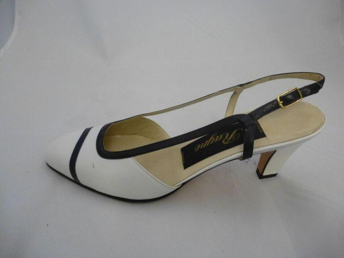 Black and White Slingback High Heel