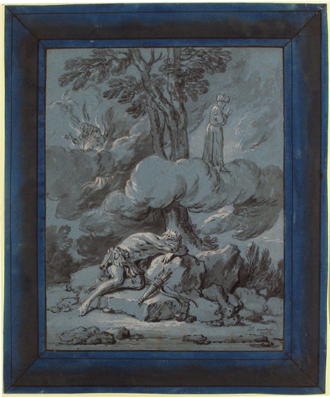 Mythological Drawing with Sleeping Hero