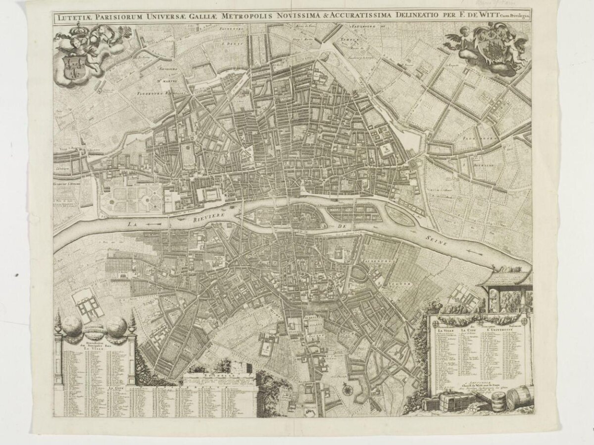 Antique Engraved Map of Paris