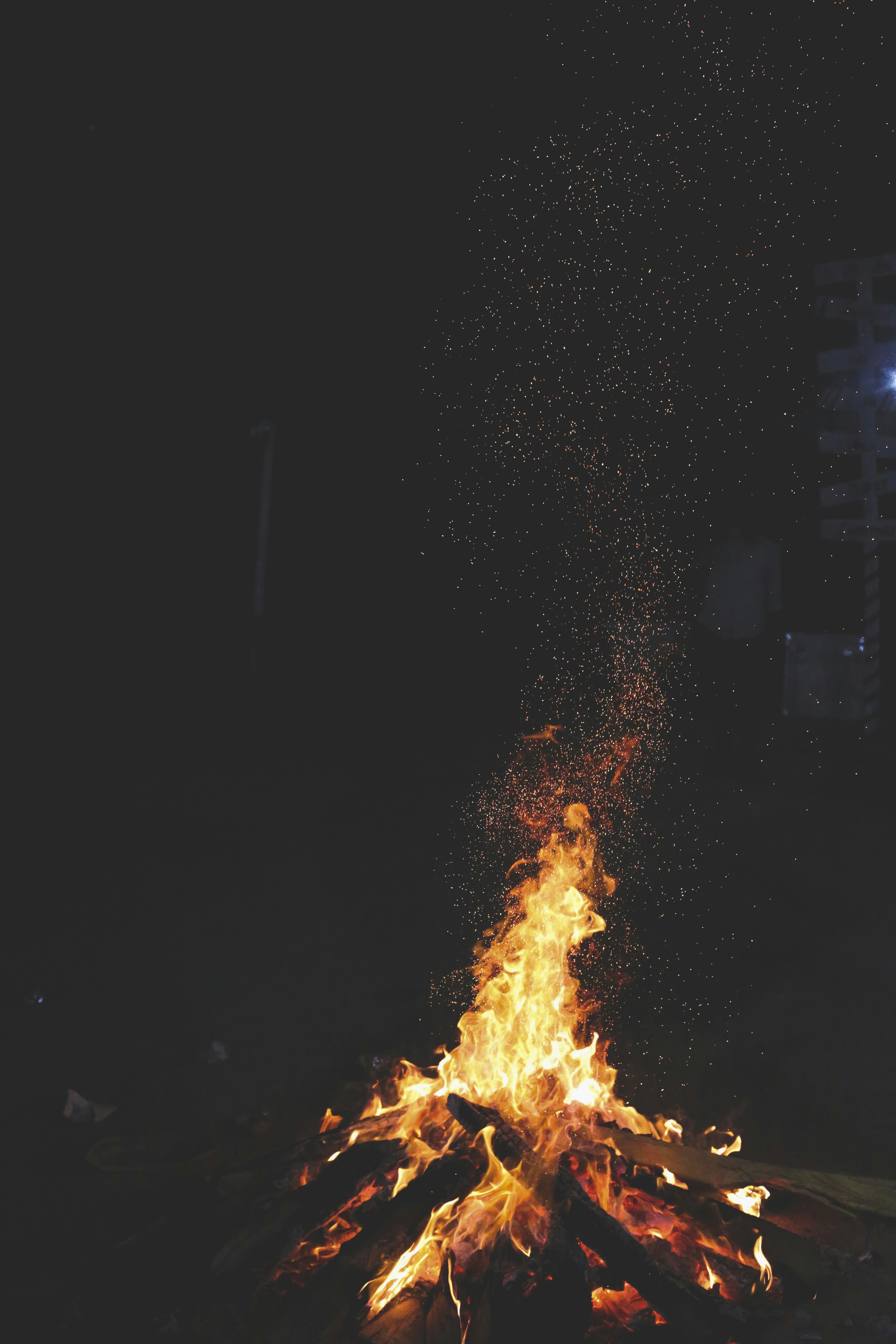 Night Bonfire with Sparks