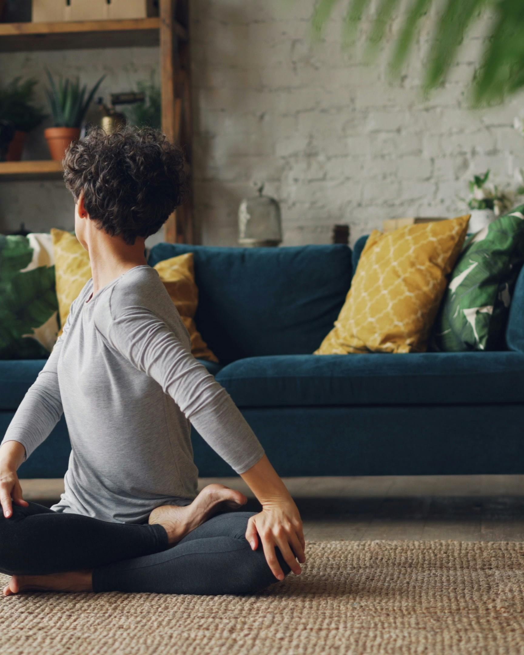 Woman Doing Yoga at Home
