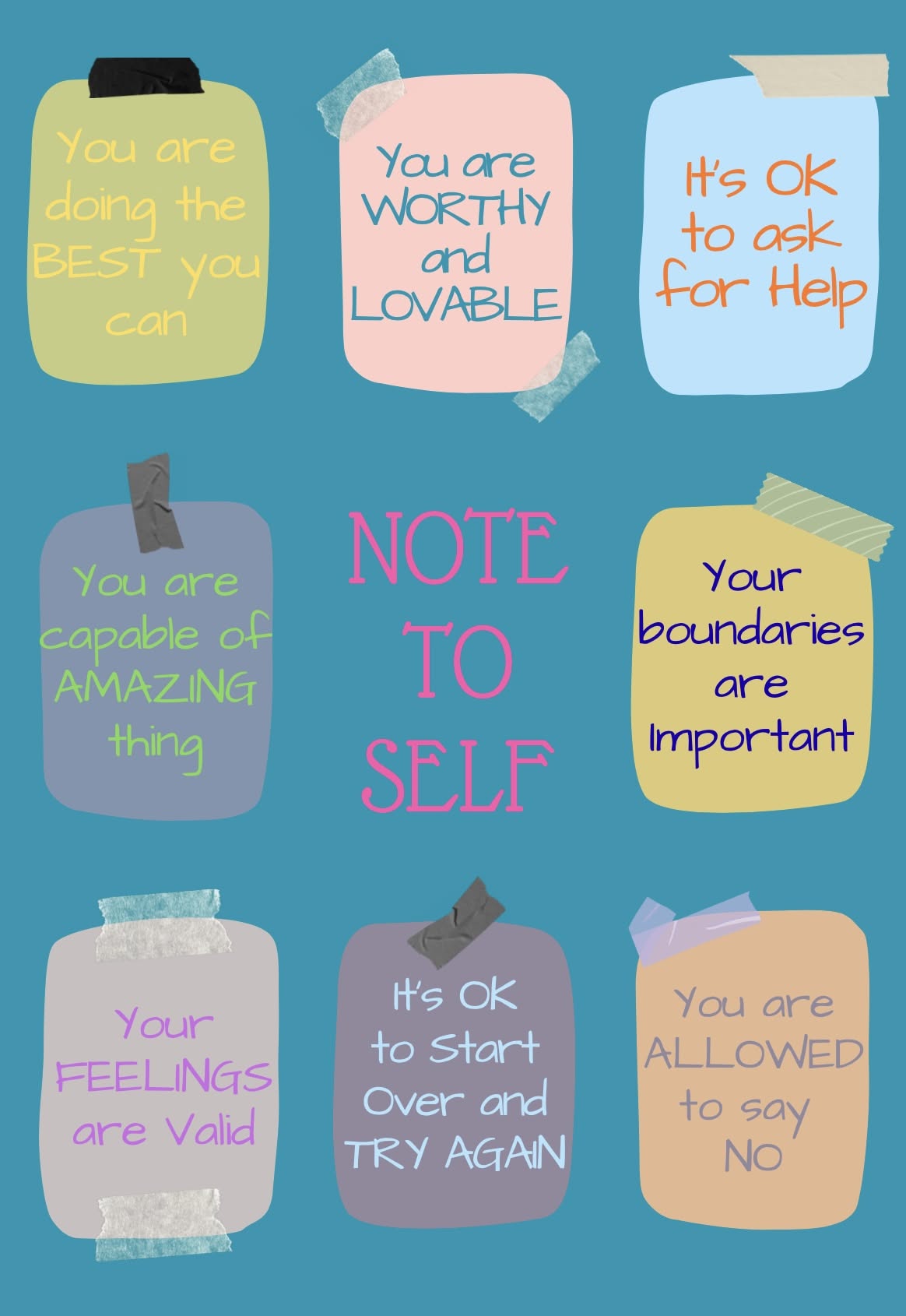 Note to Self Positive Affirmations