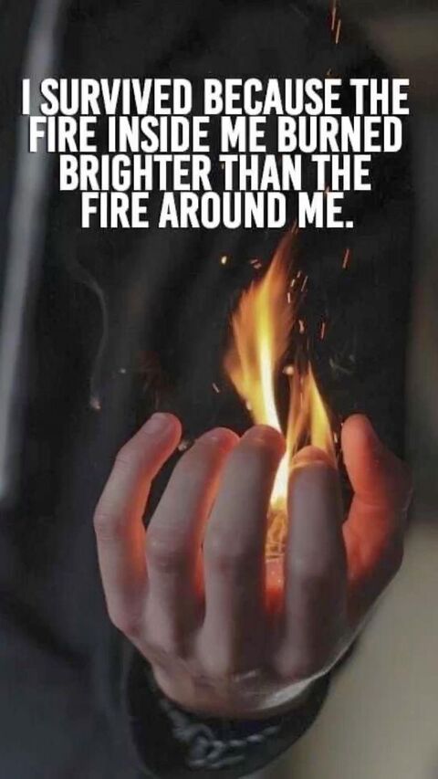 Motivational Quote With Fire In Cupped Hands