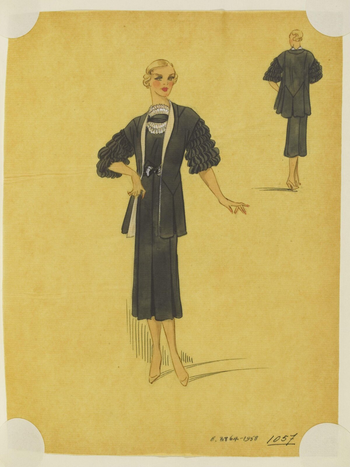 1930s Women's Dress Fashion Sketch