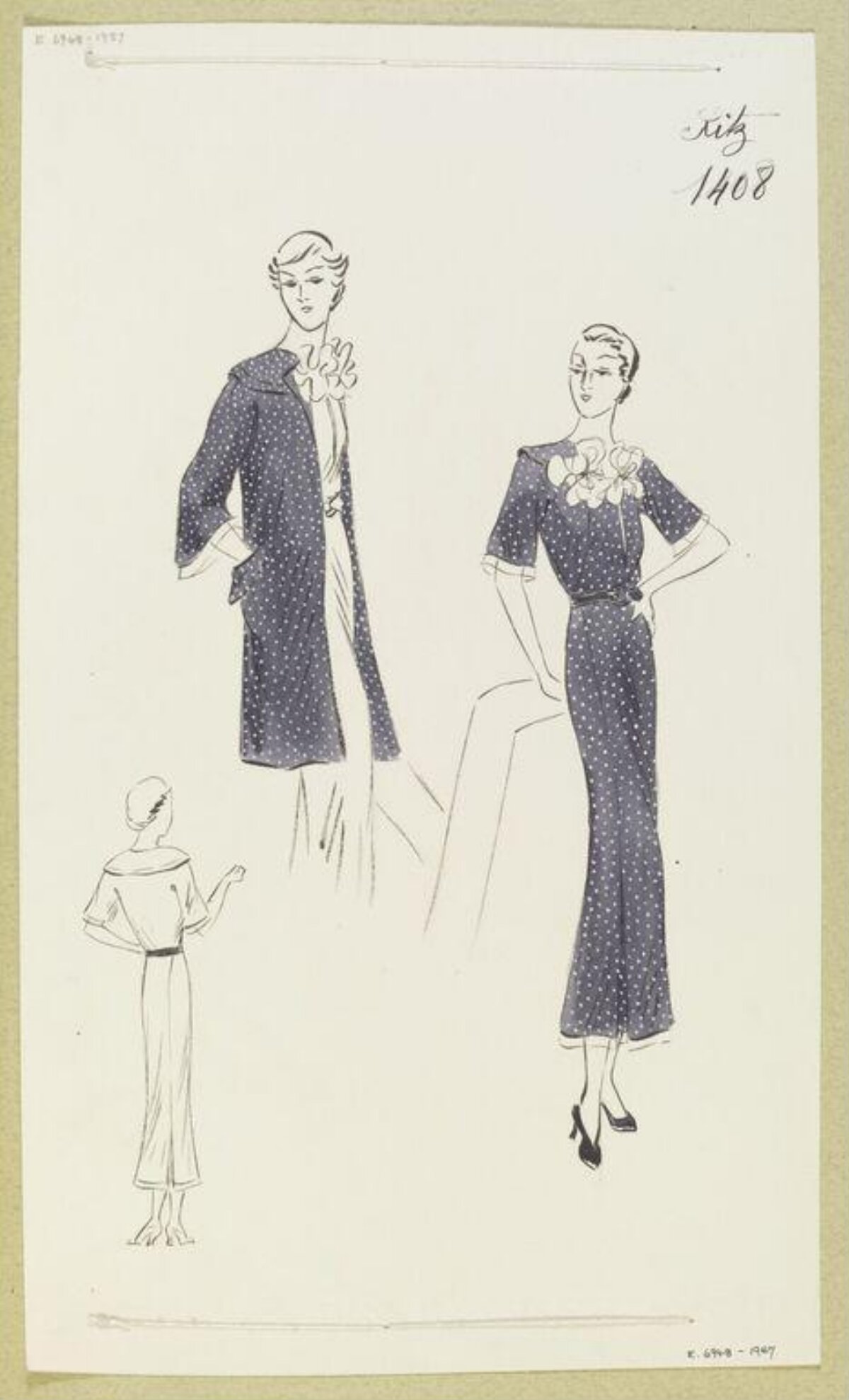 Vintage Polka Dot Fashion Sketches