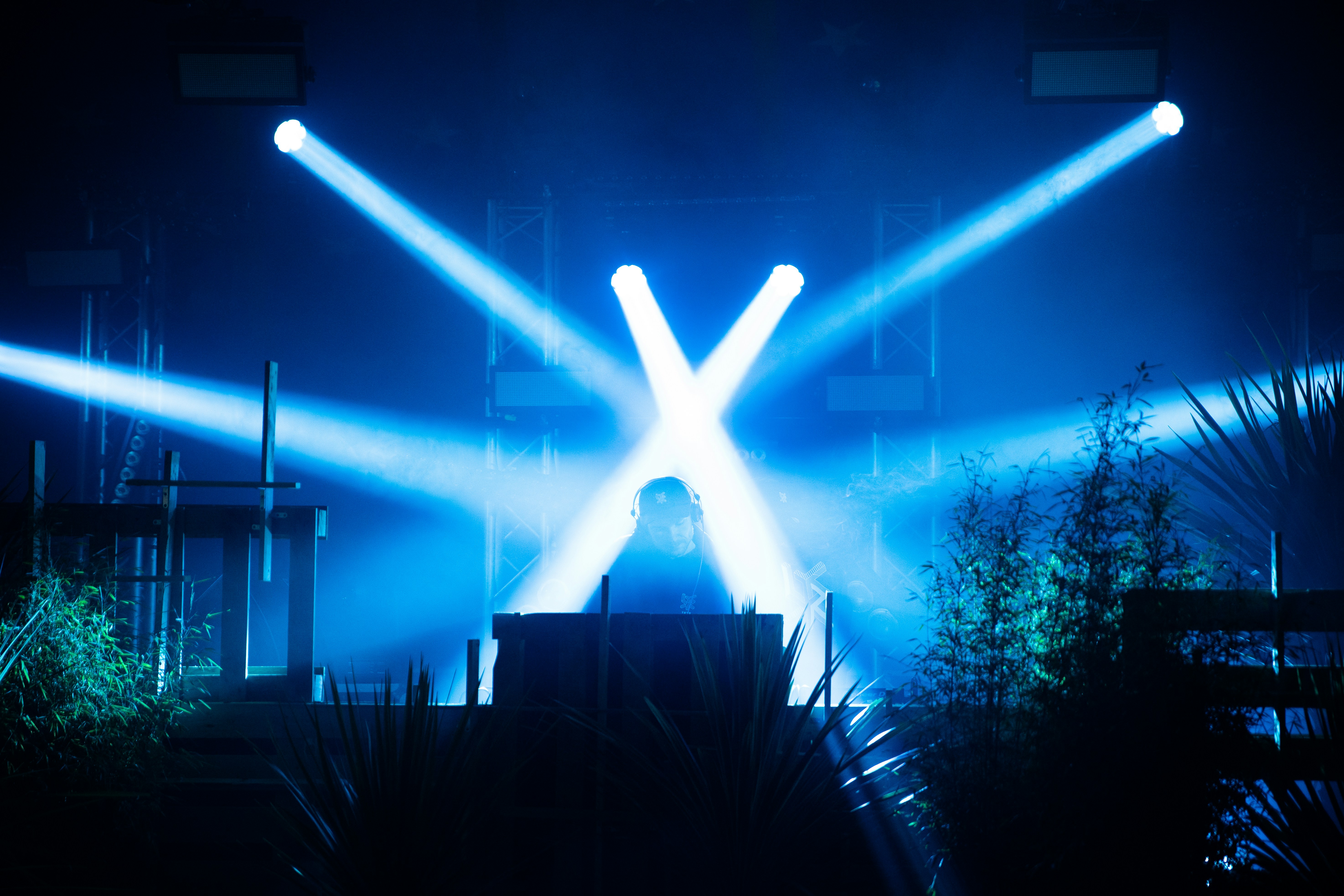 DJ Performance with Blue Stage Lights