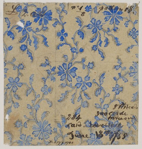 Vintage Blue Floral Textile Pattern Design