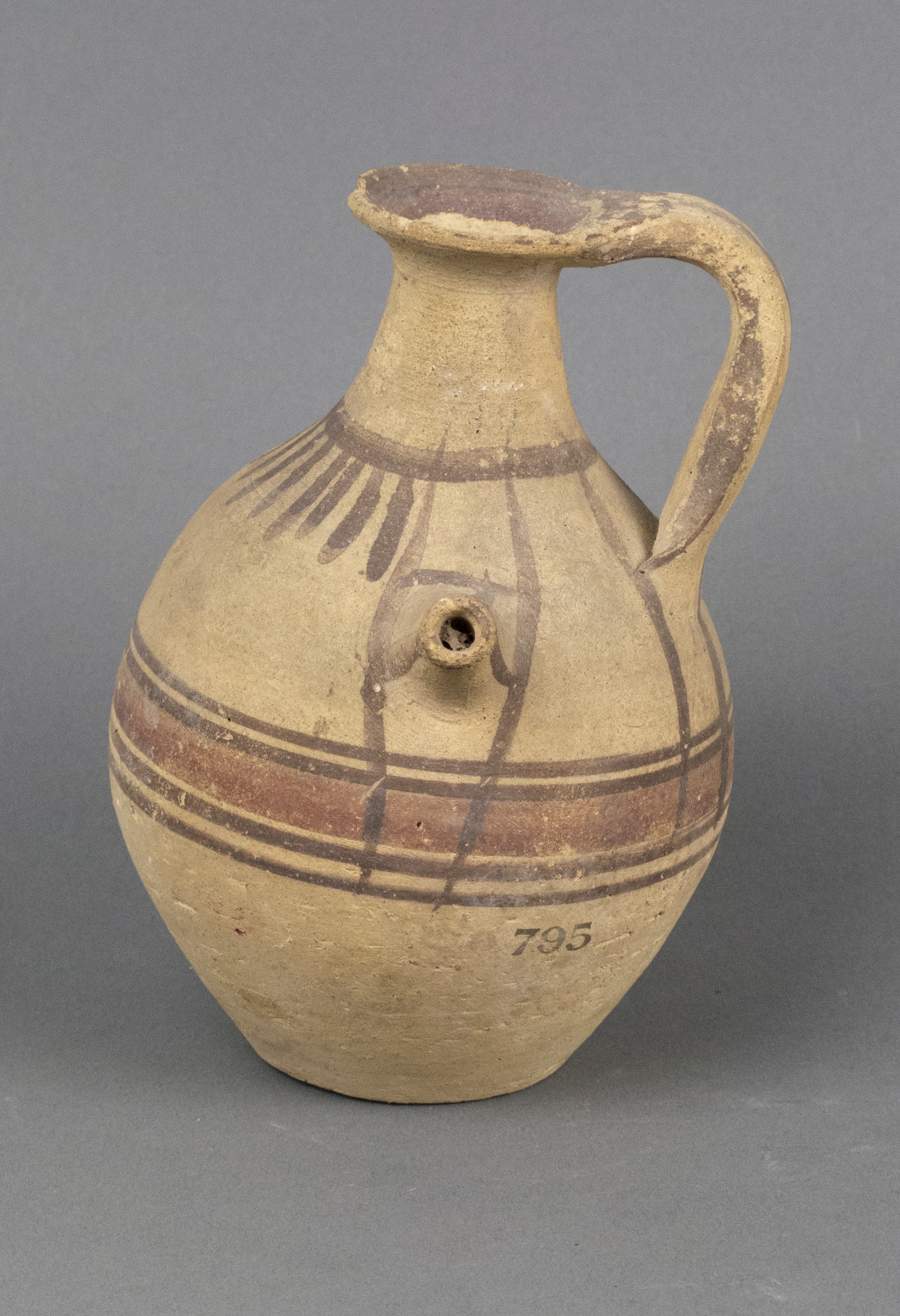 Ancient Painted Pottery Ewer