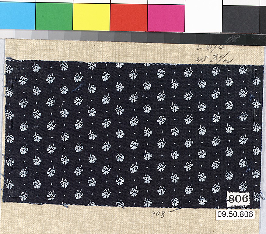 Vintage Black Printed Fabric Swatch