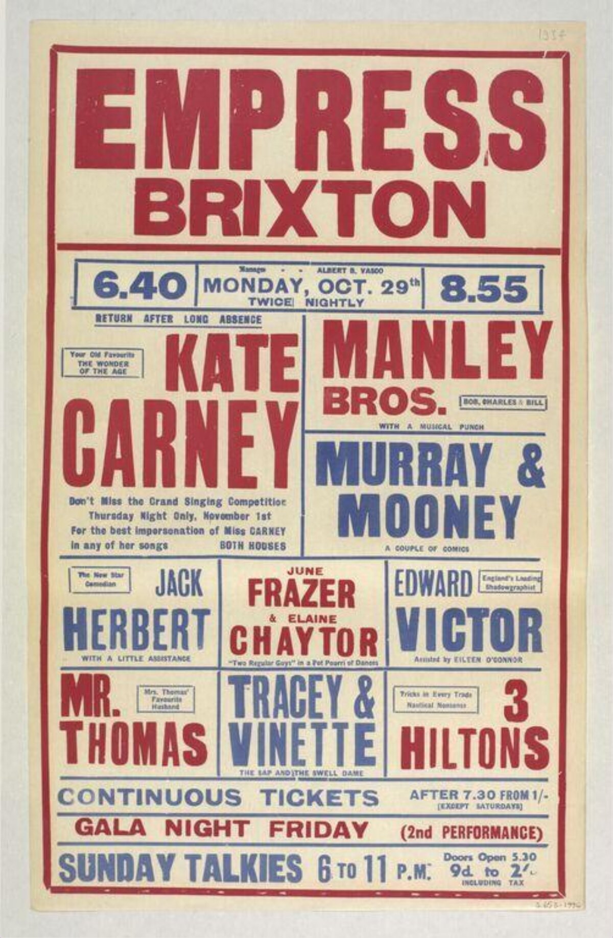 Empress Brixton Vintage Variety Poster