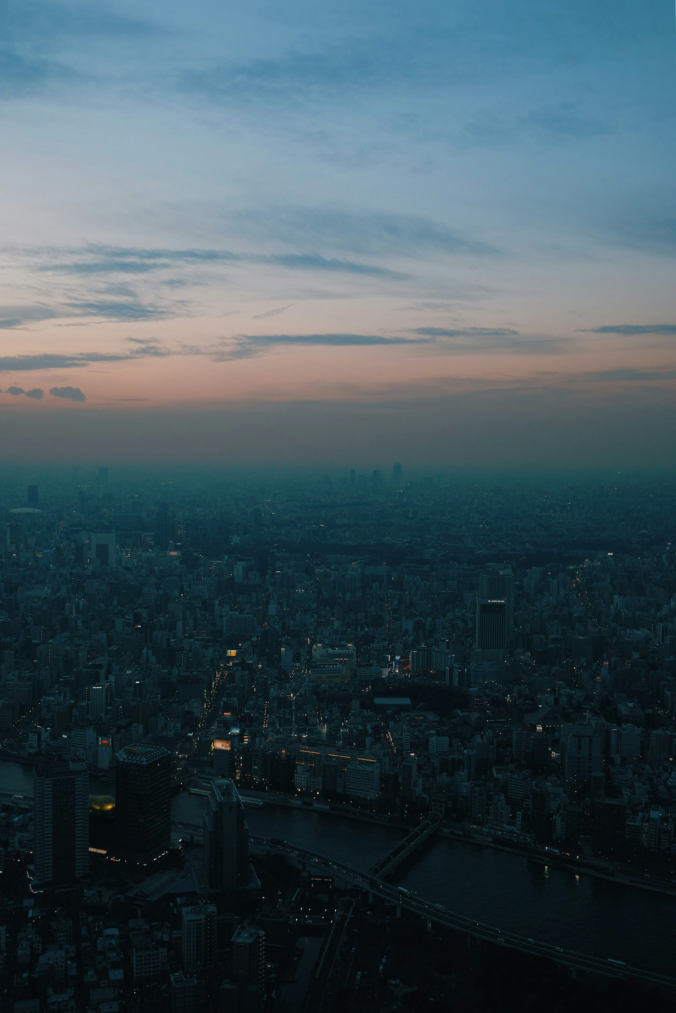City Aerial View at Dusk