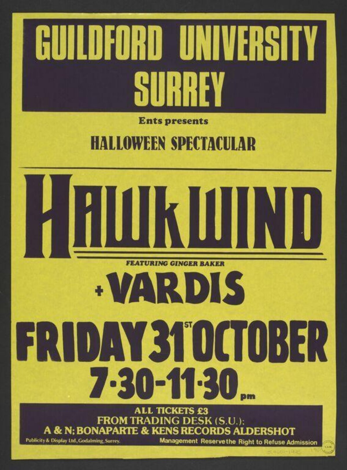 Hawkwind Halloween Spectacular Concert Poster