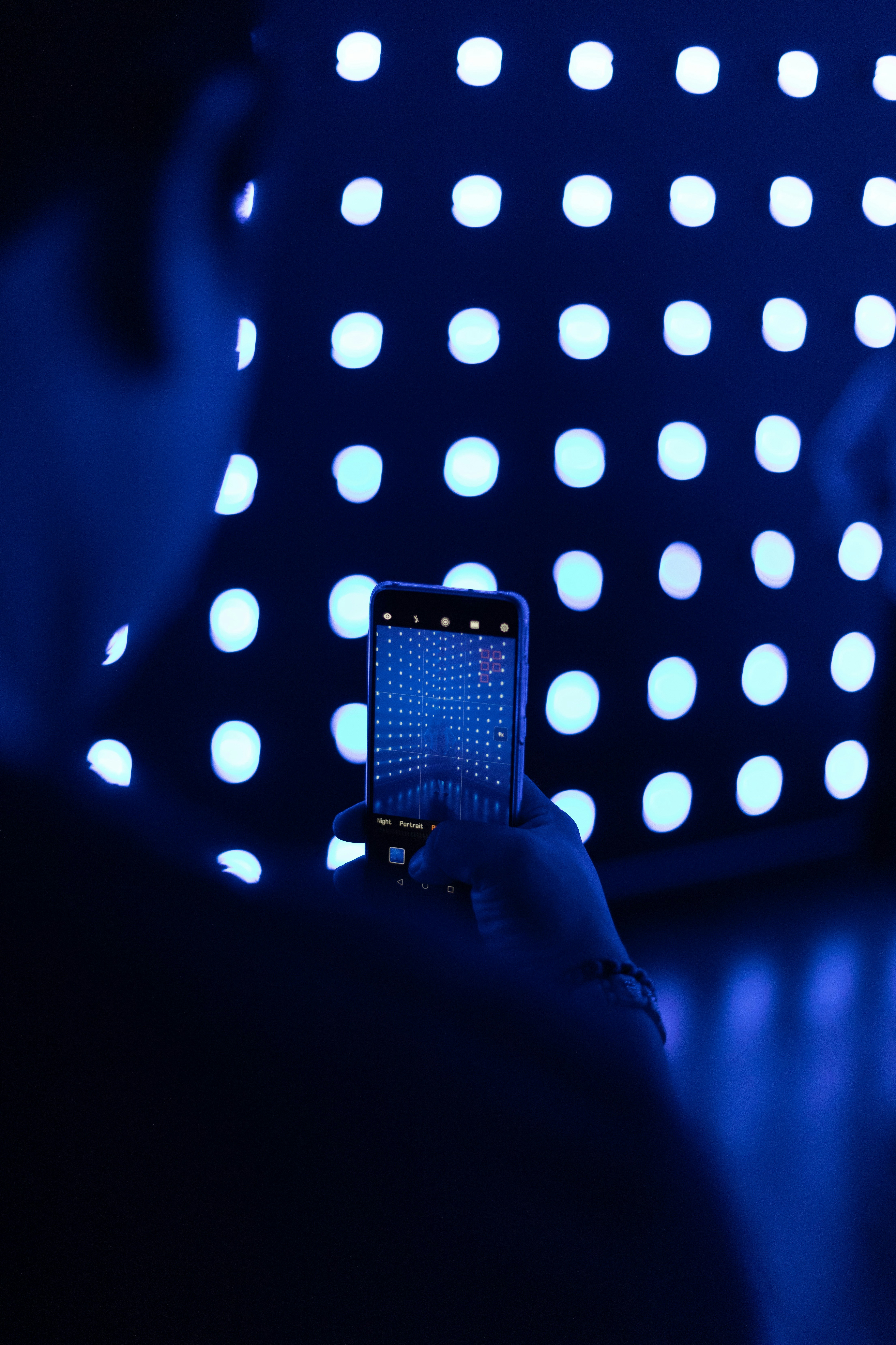 Photographing Blue LED Grid Lights