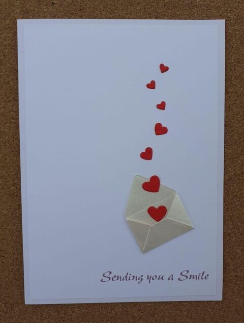 Handmade Greeting Card with Red Hearts