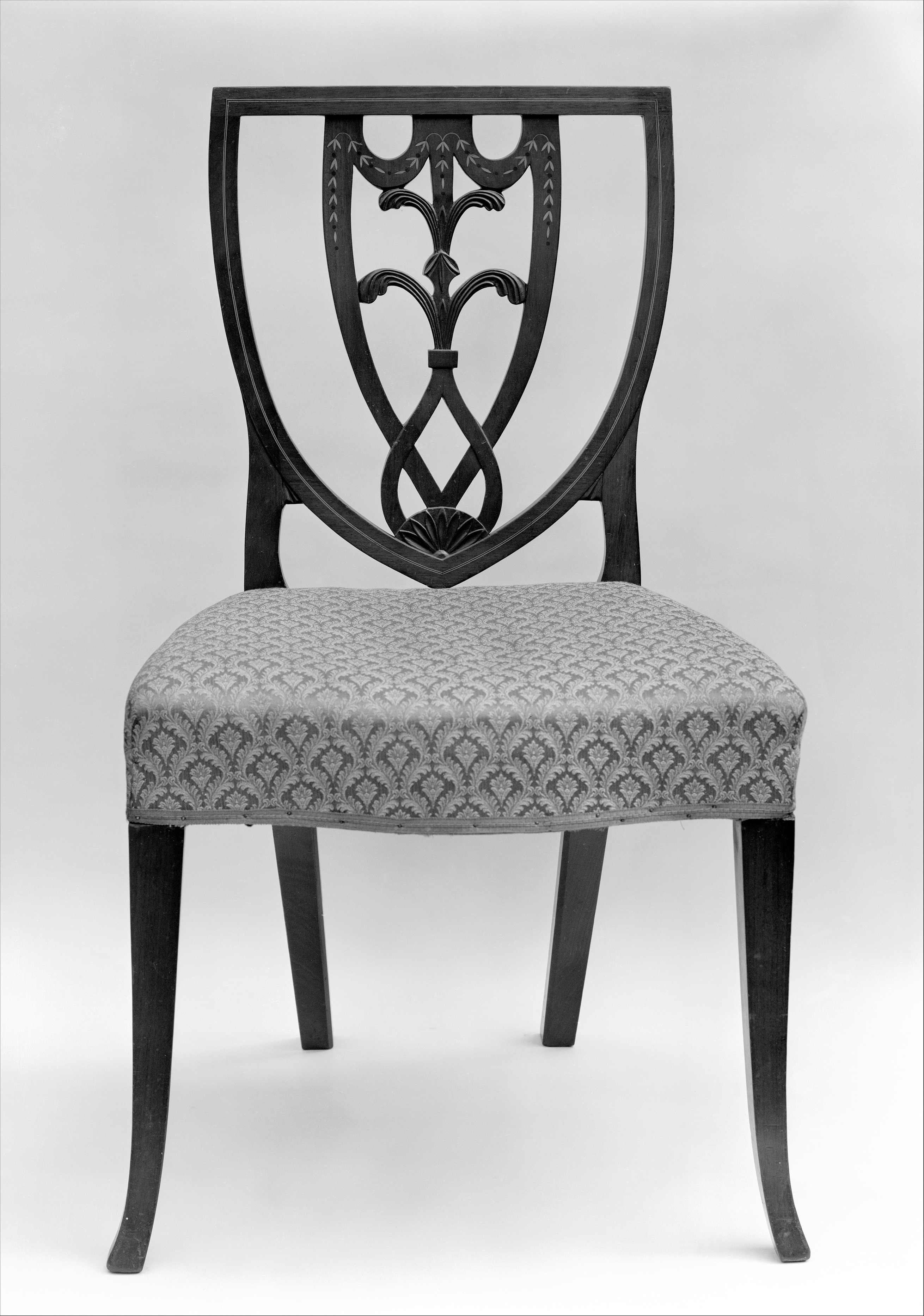 Shield Back Carved Wooden Side Chair