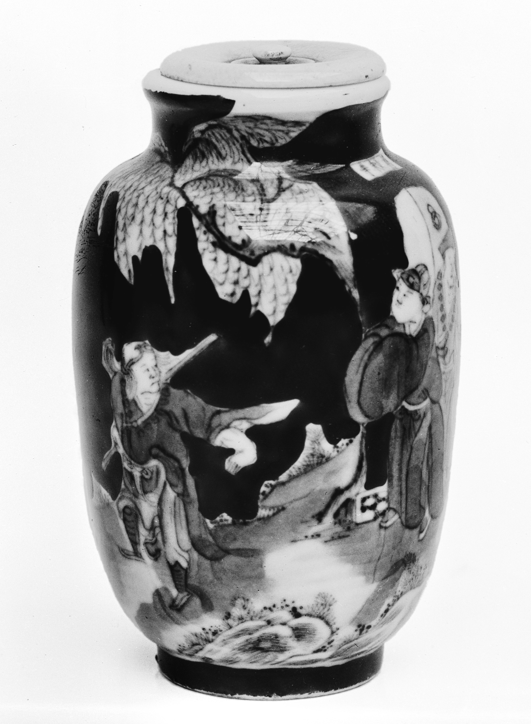 Ancient Painted Covered Porcelain Jar
