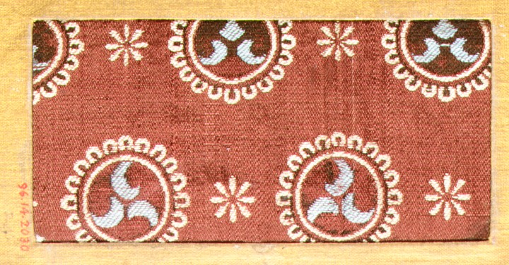 Red Tomoe Pattern Textile Fragment
