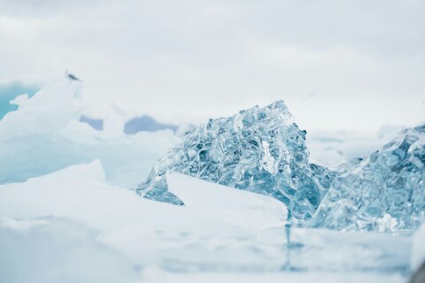 Blue Glacial Ice in Polar Region