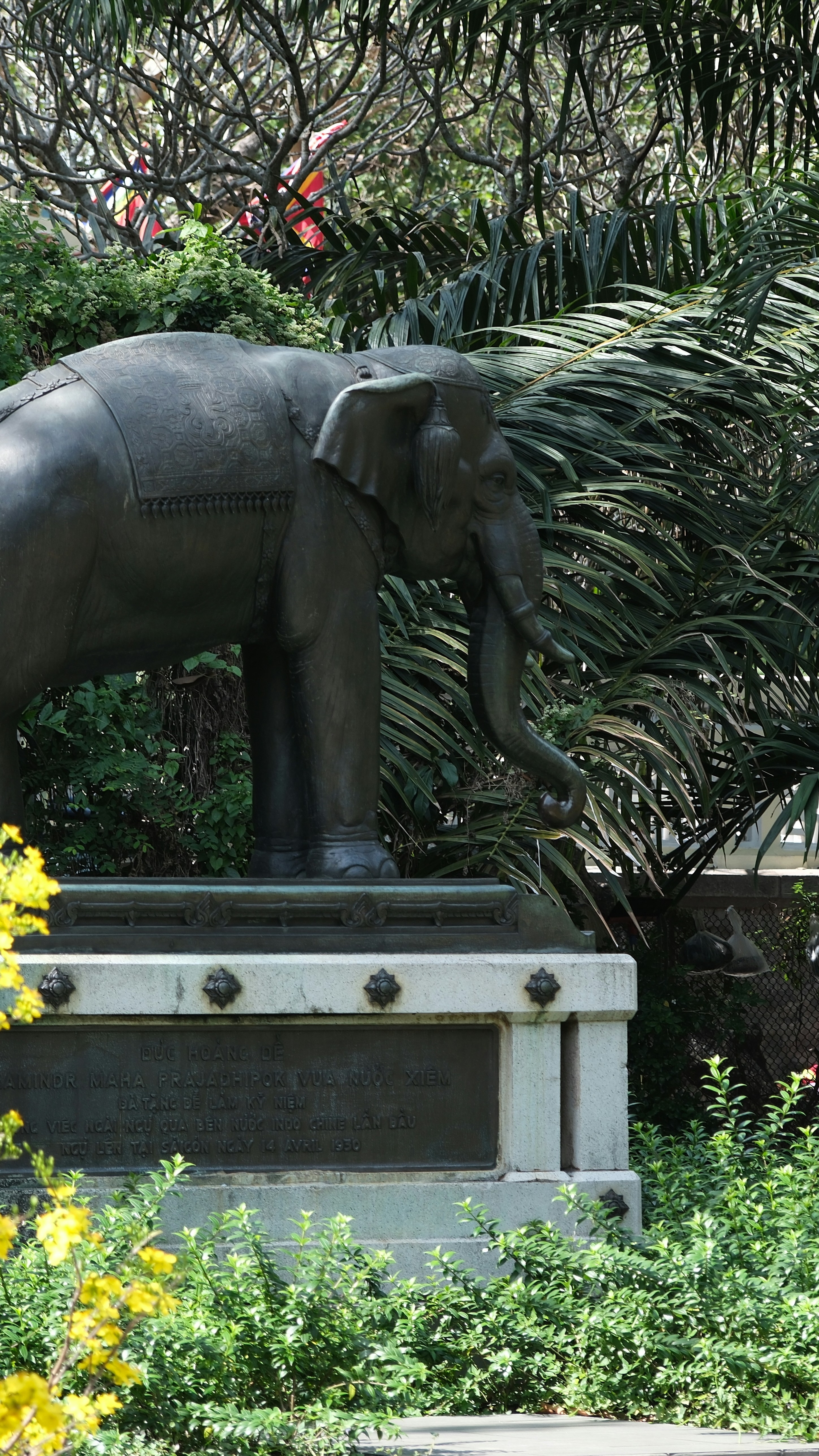 Elephant Statue in Lush Garden