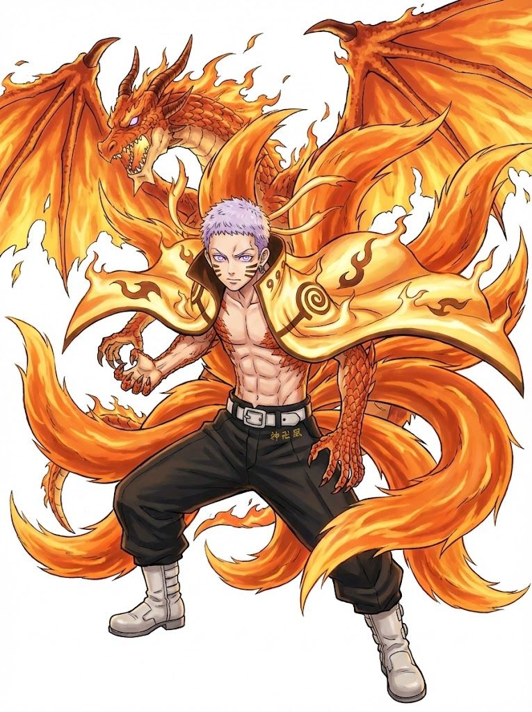 Anime Character With Flame Dragon