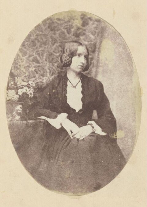 Sepia Oval Portrait of Seated Victorian Woman
