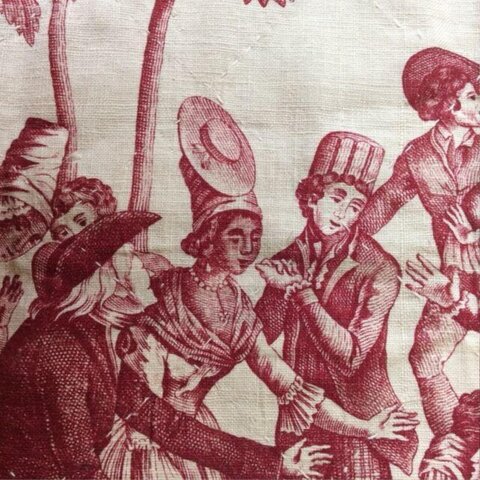 Vintage Printed Fabric Dancing Scene